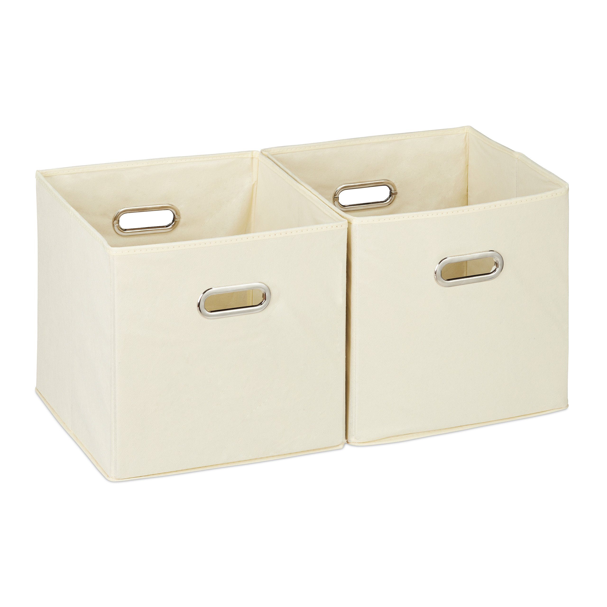 relaxdays Aufbewahrungsbox Stoff 2er Set, Beige günstig online kaufen