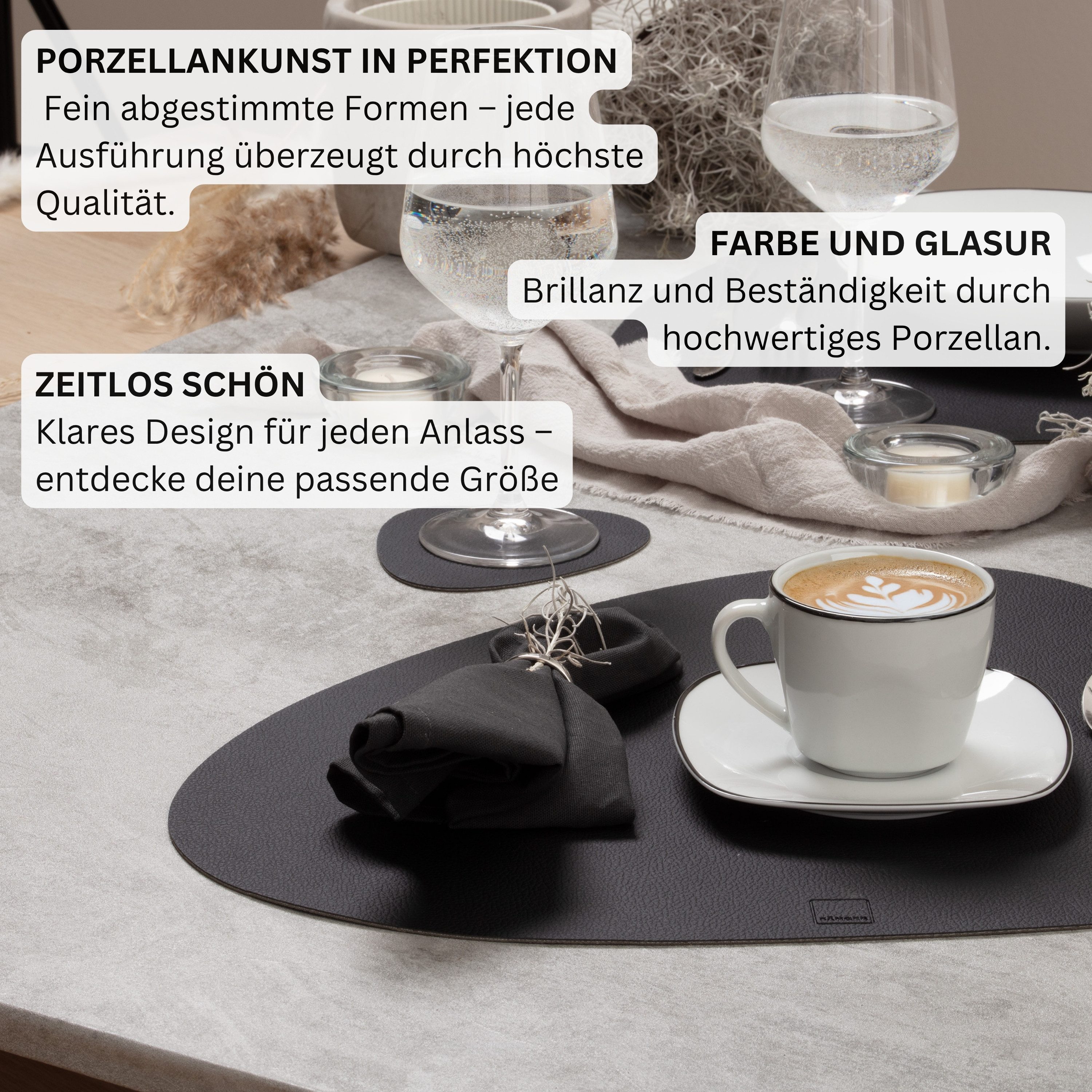 SÄNGER Kaffeeservice Bilgola Black Rim Tassen Set (12-tlg), 6 Personen, Porzellan, 150ml, ⌀8x8cm, spülmaschinengeeignet, Premium Collection – Bild 5 von 5