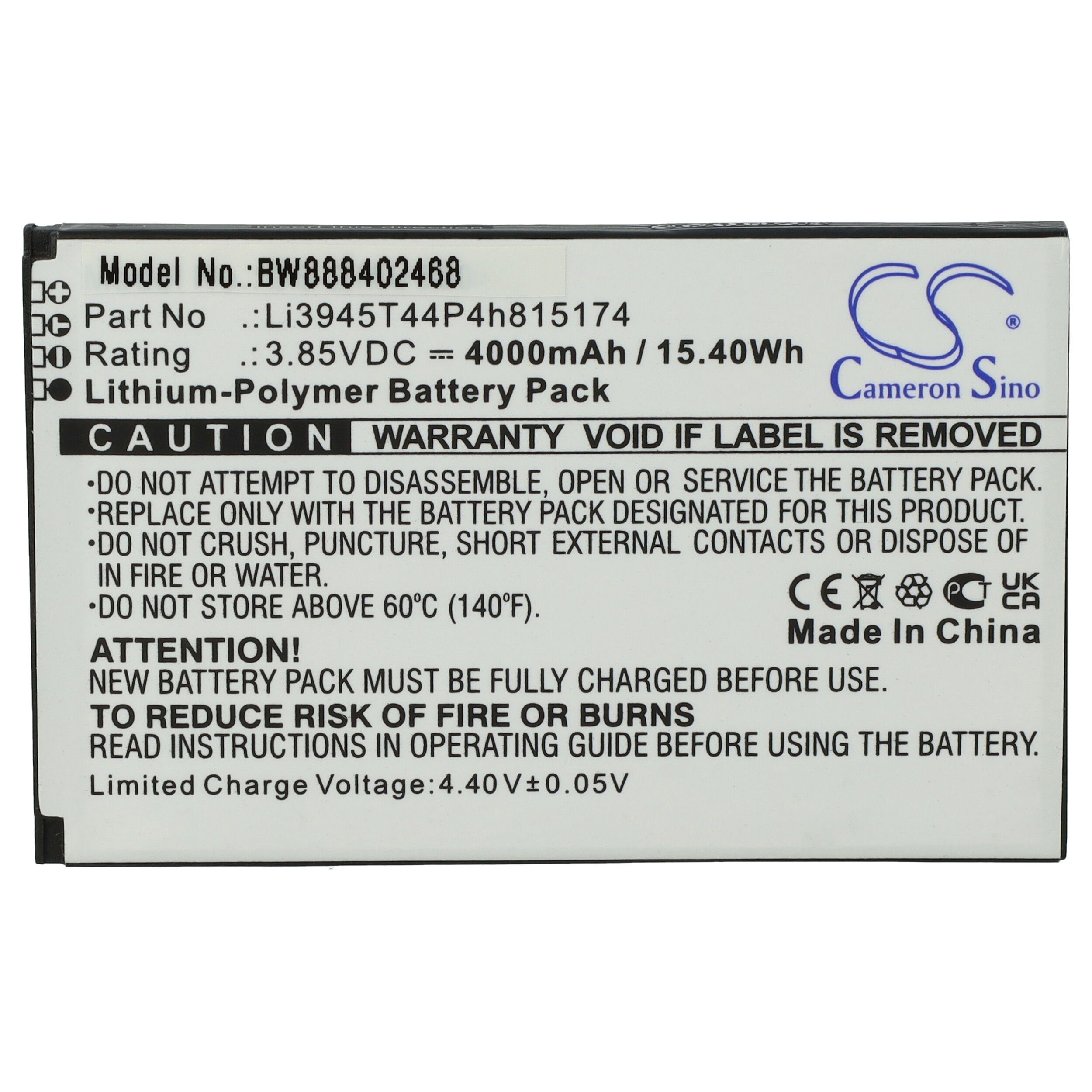 Li-Polymer V) 4000 MU500, ZTE 5G mAh (3,85 vhbw MU501, HyperMobile mit MU5001 kompatibel Akku