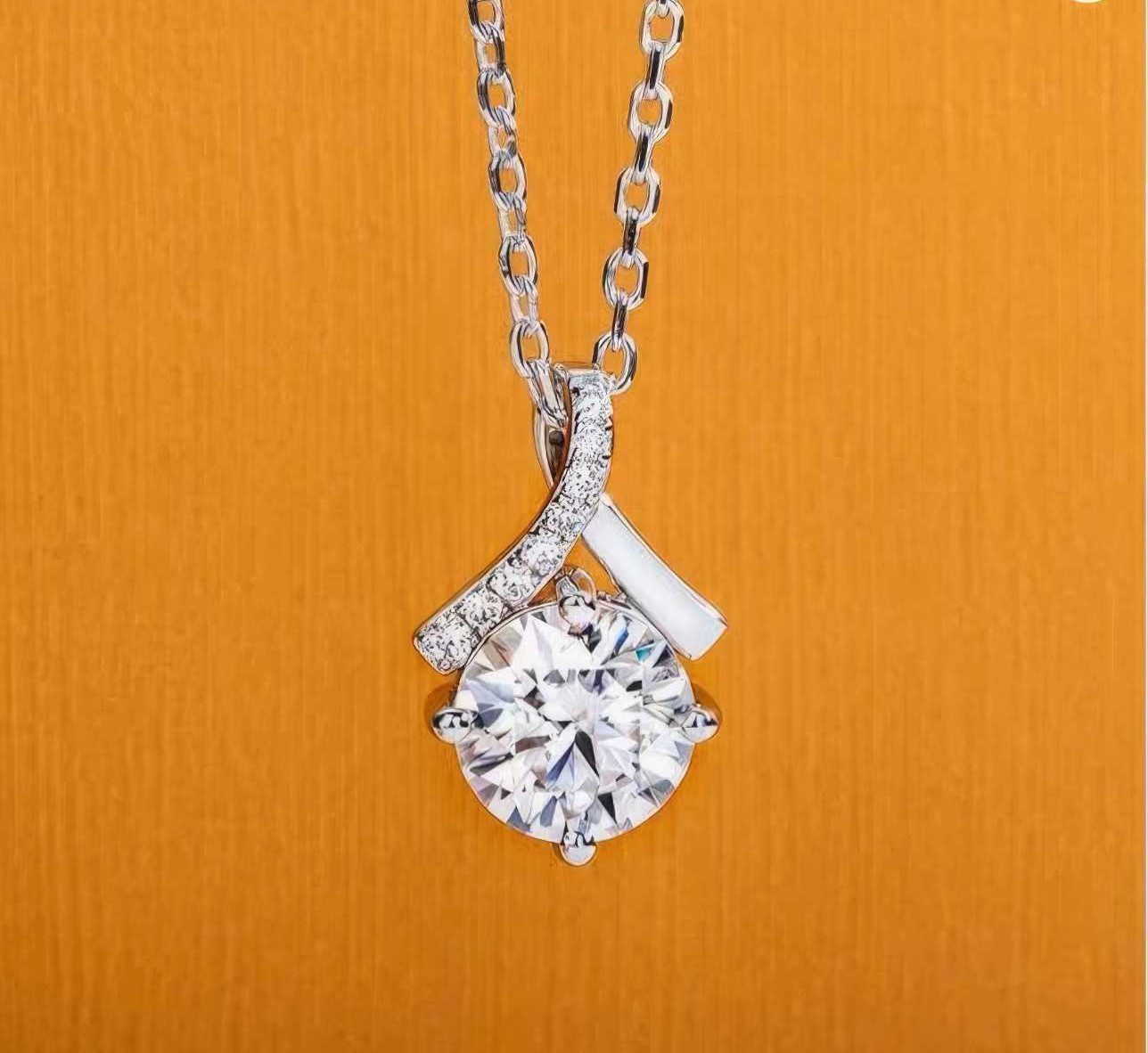 Jumpeak Kette mit Anhänger halskette damen gold 585 echtgold,2ct E VS1 Anhänger-Halskette, labordiamant,geschenk zur firmung mädchen,geschenk für schwester