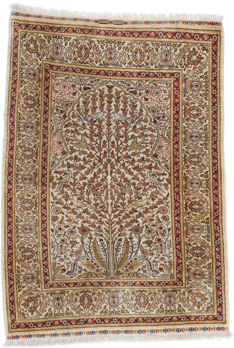 Seidenteppich Hereke Seide 62x86 Handgeknüpfter Orientteppich, Nain Trading, rechteckig, Höhe: 3 mm