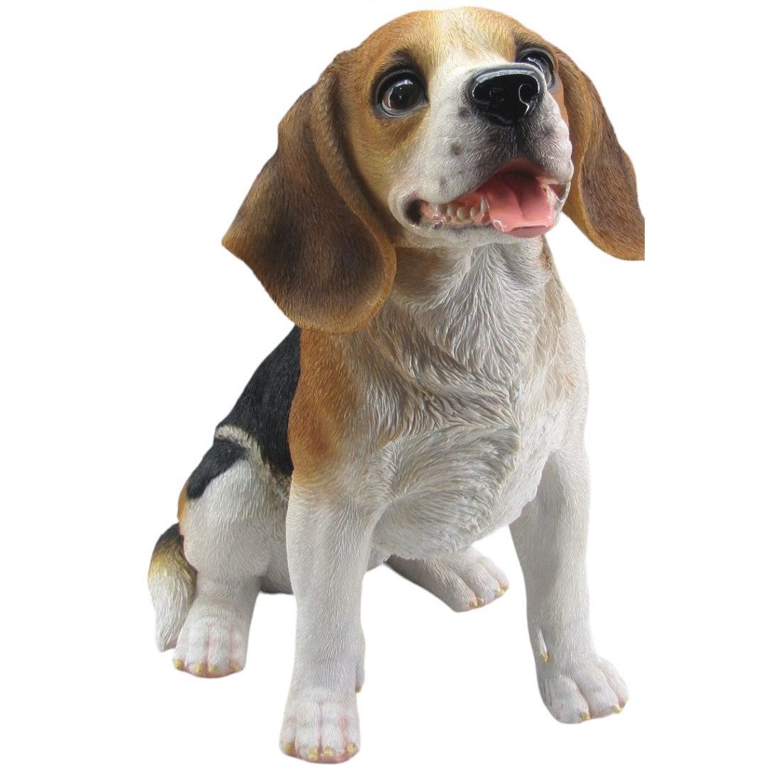Figurendiscounter Gartenfigur Dekofigur Beagle sitzend 35 x 21 x 32 cm braun