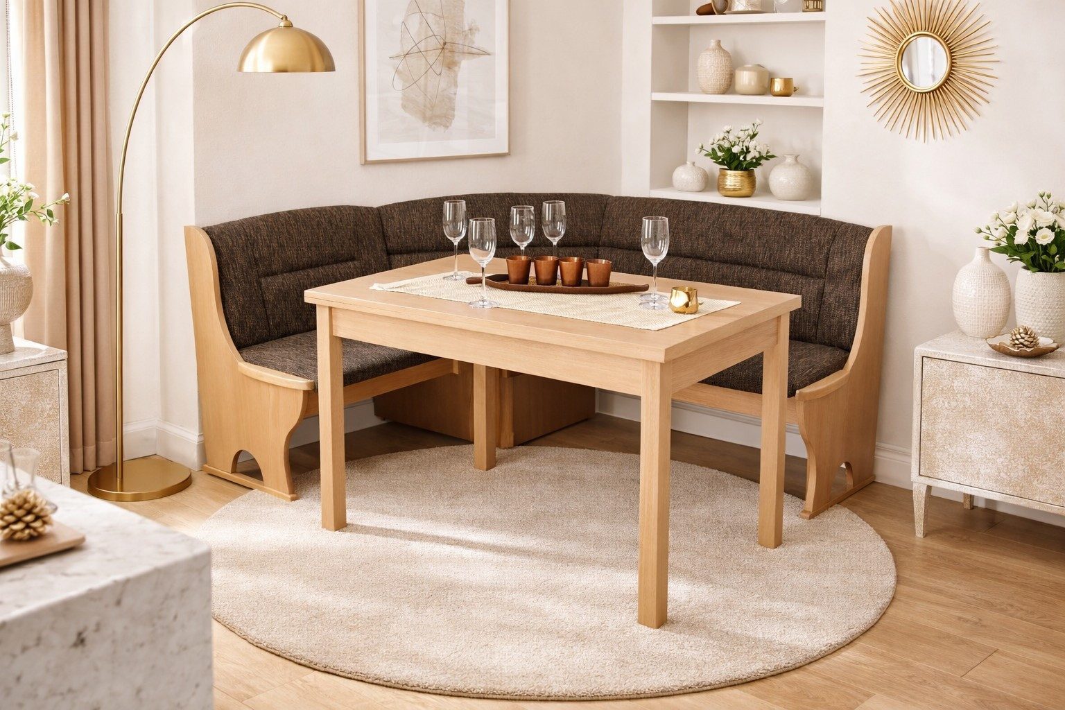 moebel-direkt-online Eckbankgruppe Moderne Eckbankgruppe mit Tisch und Truhen-Eckbank, (Spar-Set)