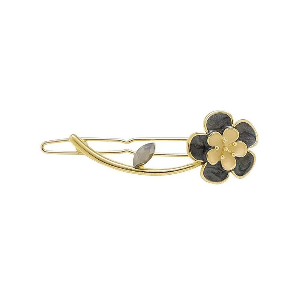 The Beauty House Haarspange Elegante HaarklammerBlume Damen Gold Schwarz, Vintage Haarclip Styling Accessoire
