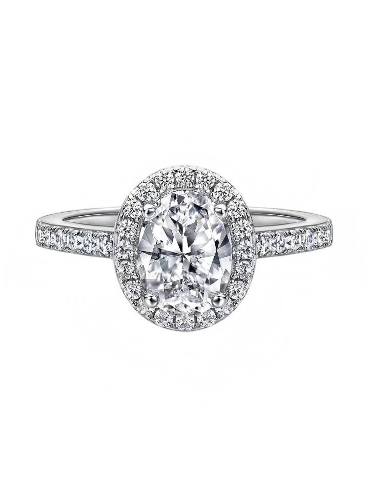 Jumpeak Diamantring Labor-Diamant Ring,1ct/2ct/3ct,D,VS1,Verlobungsring,Jahrestag Ring, 14K Gold,Frauen Schmuck,Geschenk,Eleganter Halo Ring,Oval Cut,IGI