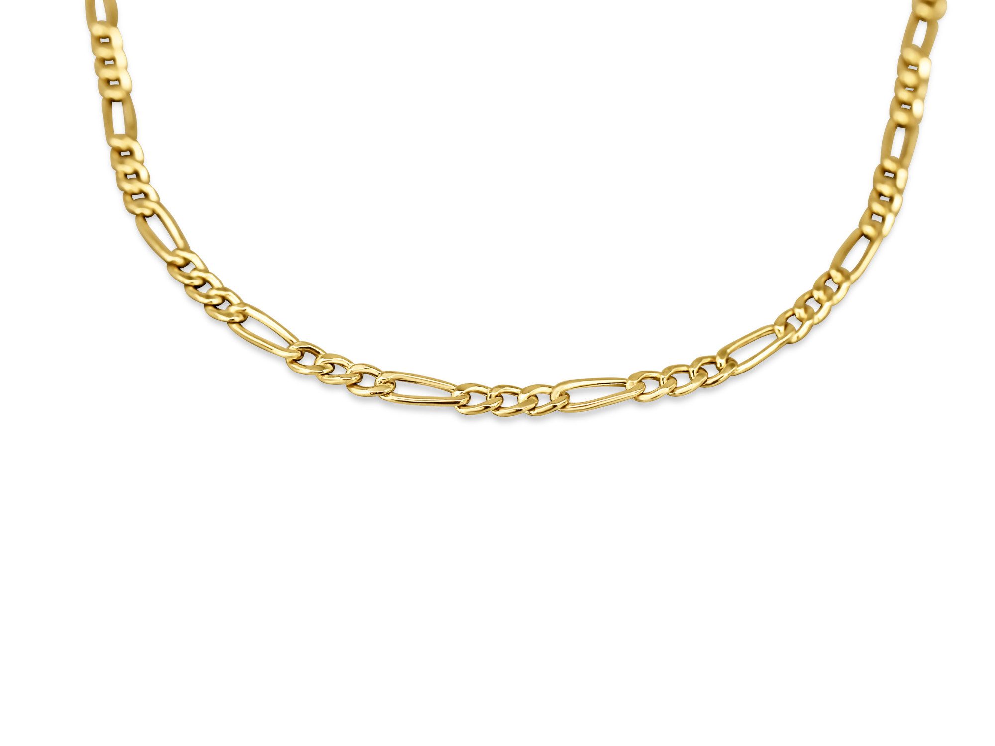 Antares Gold Goldkette Figaro-Kette 14K Gold – 2,35 mm, 50 cm / 60 cm, Hellgold, hochglanzpoliert, stabiler Federringverschluss, edle Schmuckbox