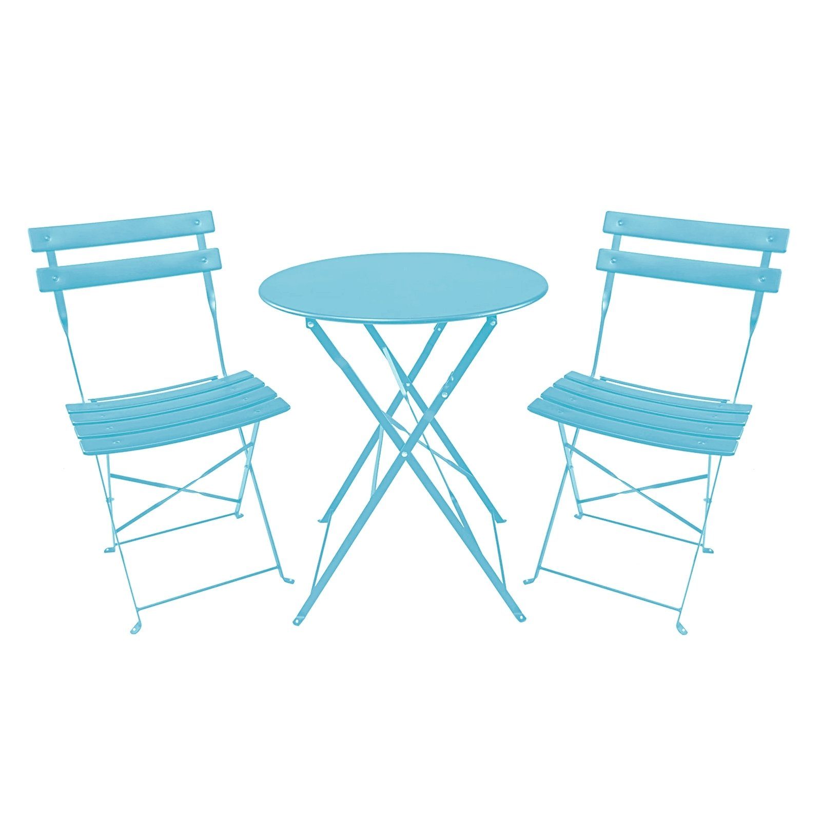HTI-Living Sitzgruppe Bistroset 3-teilig Cavo Blau, (Set, 3-tlg., 1 Tisch, 2 Stühle), Klapptisch Klappstühle 2 Personen Balkonmöbel