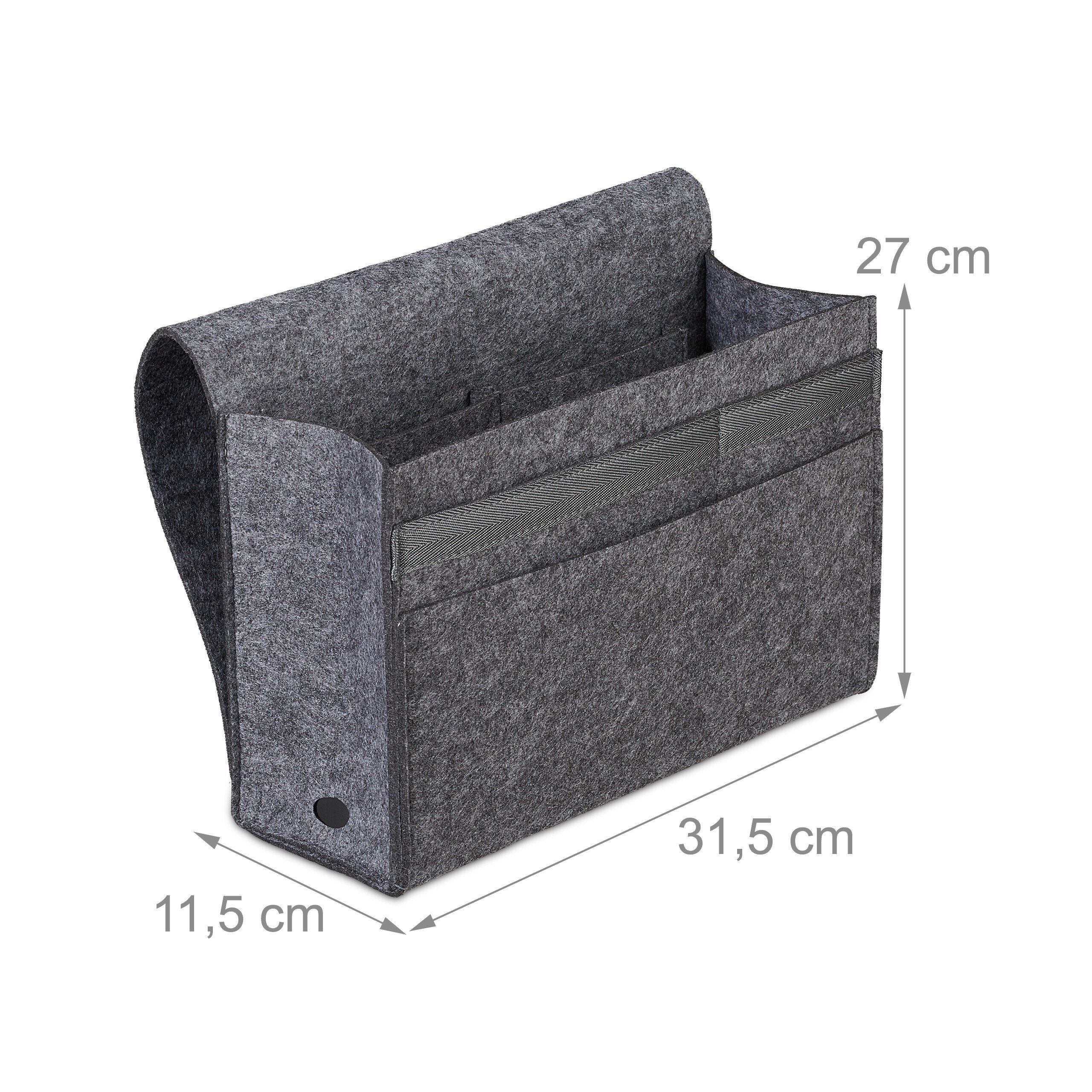 relaxdays Betttasche mit Klettverschluss (1-tlg), Dunkelgrau – Bild 4 von 5