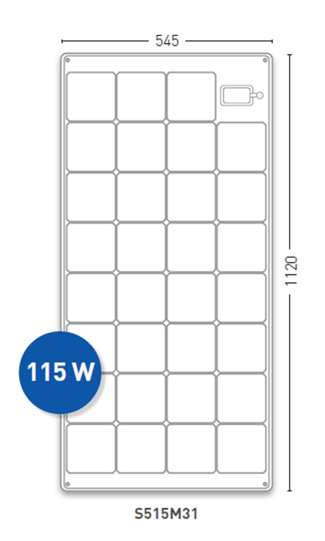 Solara Solarmodul Solara Power M-Serie 115Wp 1120x545 Kabel unten, 115 W, salzwasserresistent