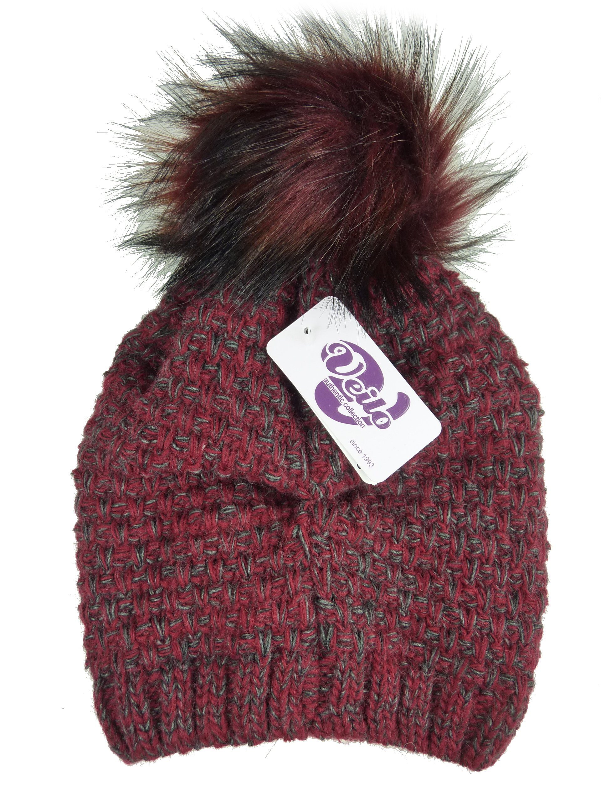 Taschen4life Strickmütze Damen Mütze Longbeanie Rundschal Schal Set lockerer gefüttert, (2 Beanie 38.03 & Kombi als Loop, bordeaux & Loopschal) leicht Strick Set teilig