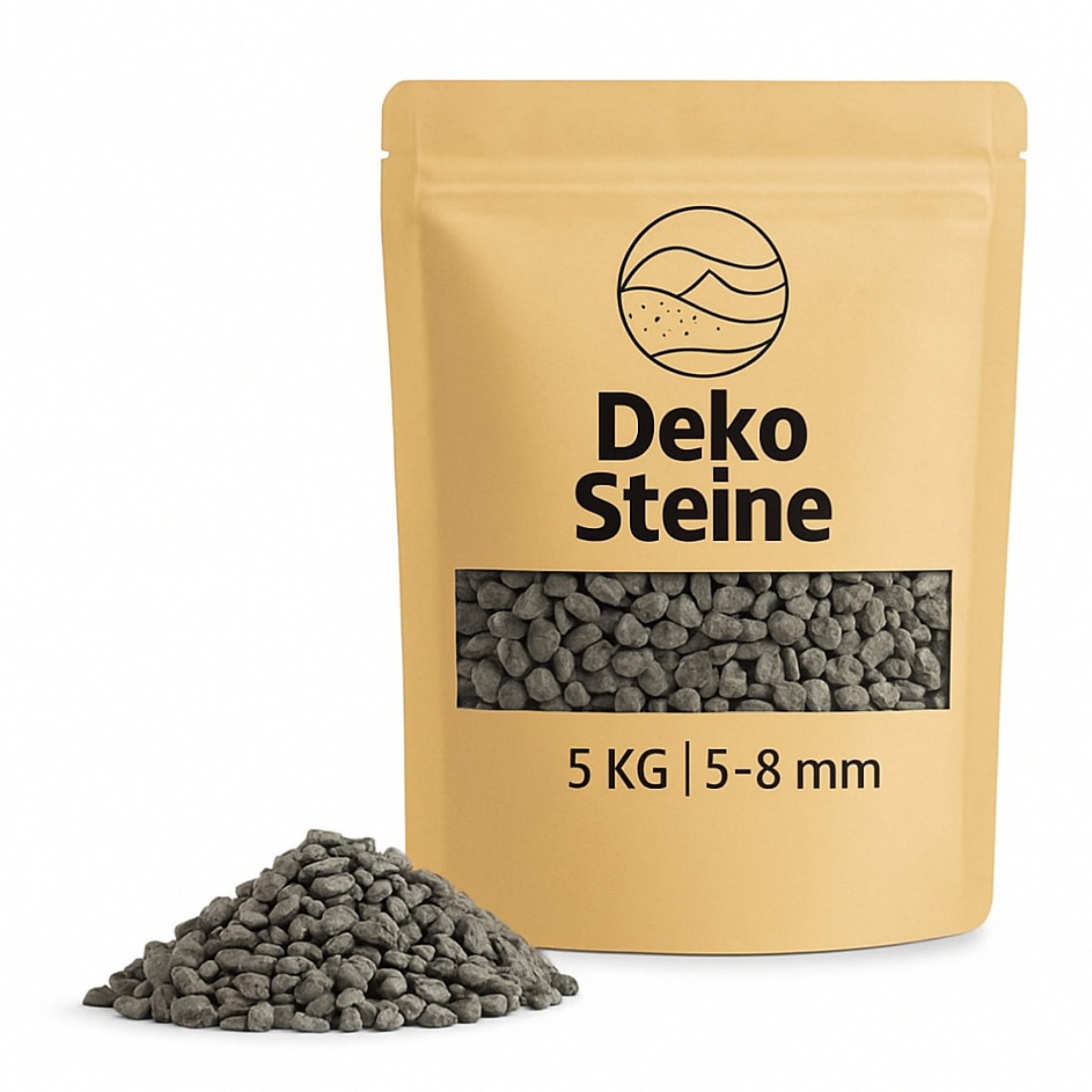 matches21 HOME & HOBBY Dekosand Kleine Deko-Steine grau Ø 5-8 mm als Vasen Glas-Füllung Streudeko (1-St), Farbige Deko-Steine als bunte Tischdeko Hochzeitsdeko