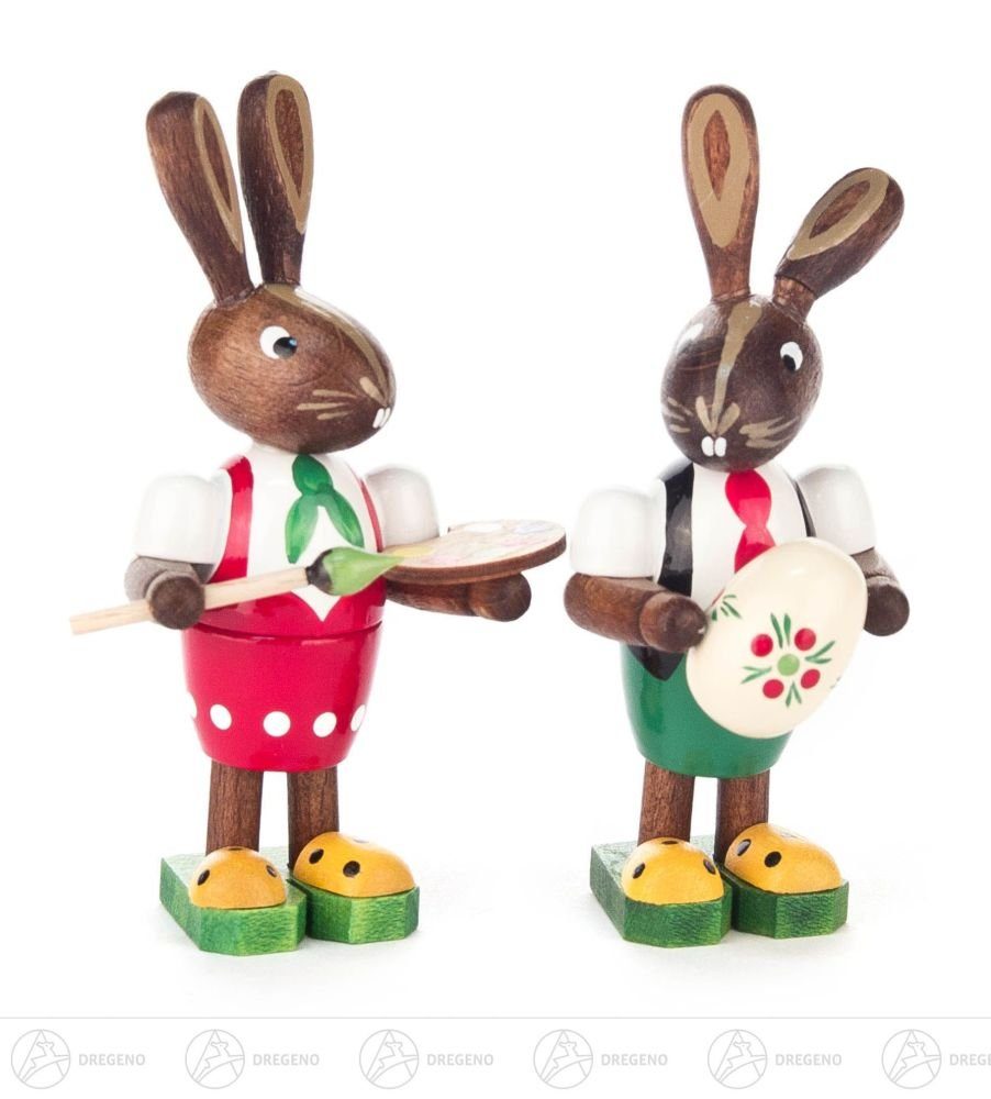 Dregeno Erzgebirge Osterhase Ostern & Frühjahr Hasenpaar Eiermaler Höhe ca 8 cm NEU