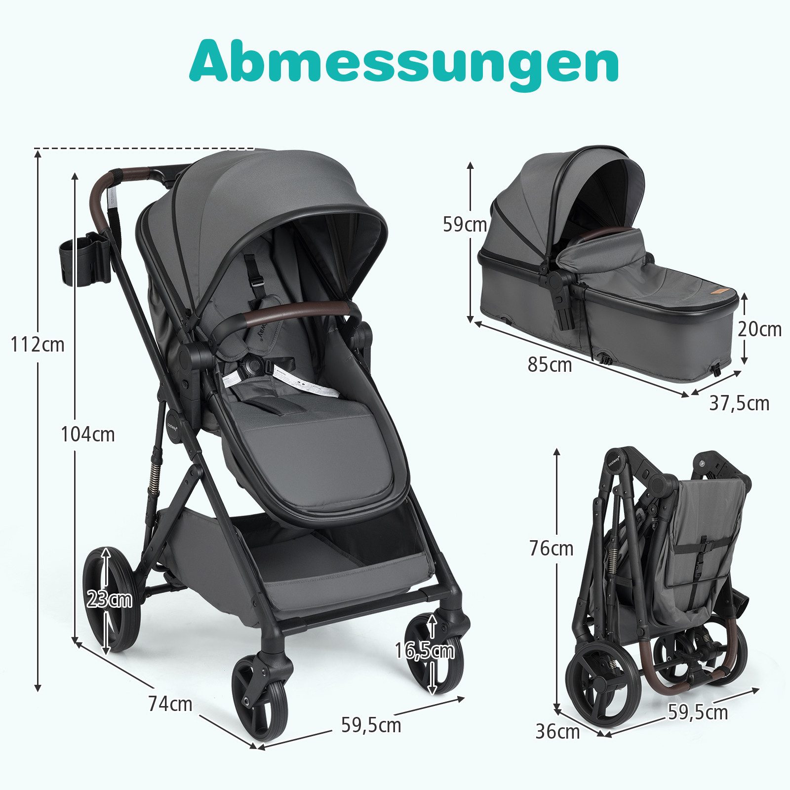 COSTWAY Kombi-Kinderwagen - Bild 5