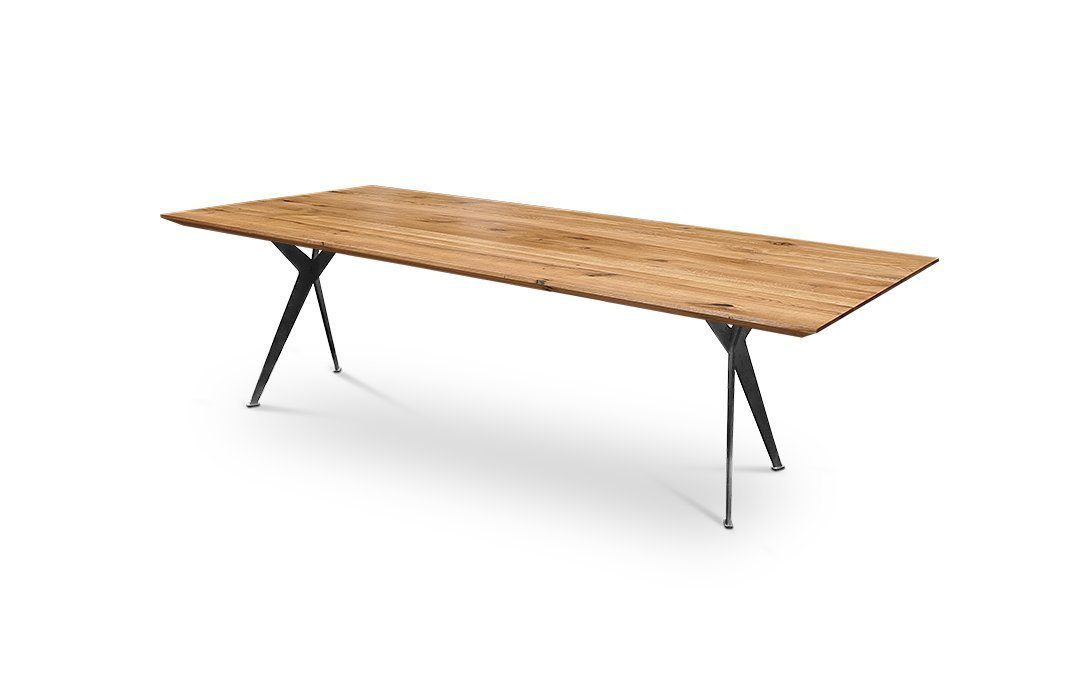 Natur24 Esstisch Esstisch 220x100 Schweizer Kante 2+2 Eiche Hell Geölt