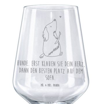 Mr. & Mrs. Panda Rotweinglas Hund Liebe - Transparent - Geschenk, Hunde, Hundeliebe, Hundebesitzer, Premium Glas, Feine Lasergravur