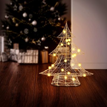 ECD Germany Künstlicher Weihnachtsbaum Dekobaum Weihnachten Weihnachtsbaum Lichterbaum Tanne Weihnachtsdeko, Gold Weihnachtsbaum mit Beleuchtung & Timer, Innen batteriebetrieben