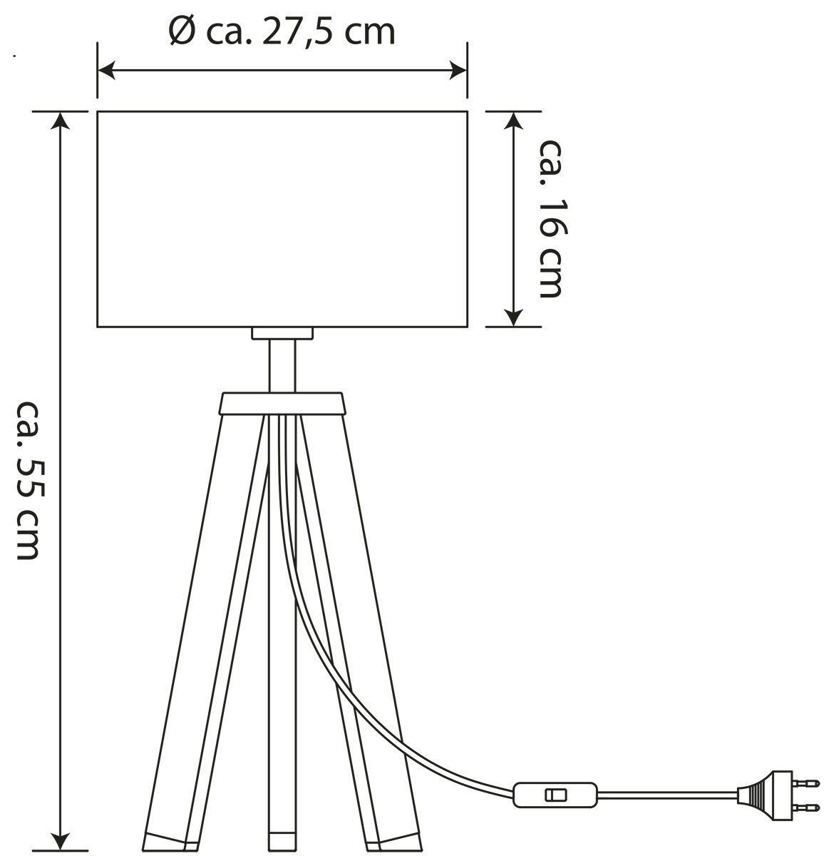Deckenfluter, LED, Tischleuchte Tischleuchte, MeLiTec Stoffschirm, weiß, skandinavisch, schwarz T168-1,