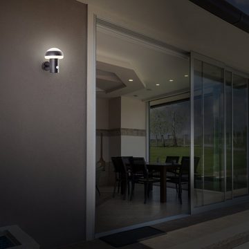 Lightbox Außen-Wandleuchte, Bewegungsmelder, LED fest integriert, warmweiß, LED Außenwandlampe mit Bewegungsmelder 9W - 1100 Lumen - Sand Schwarz