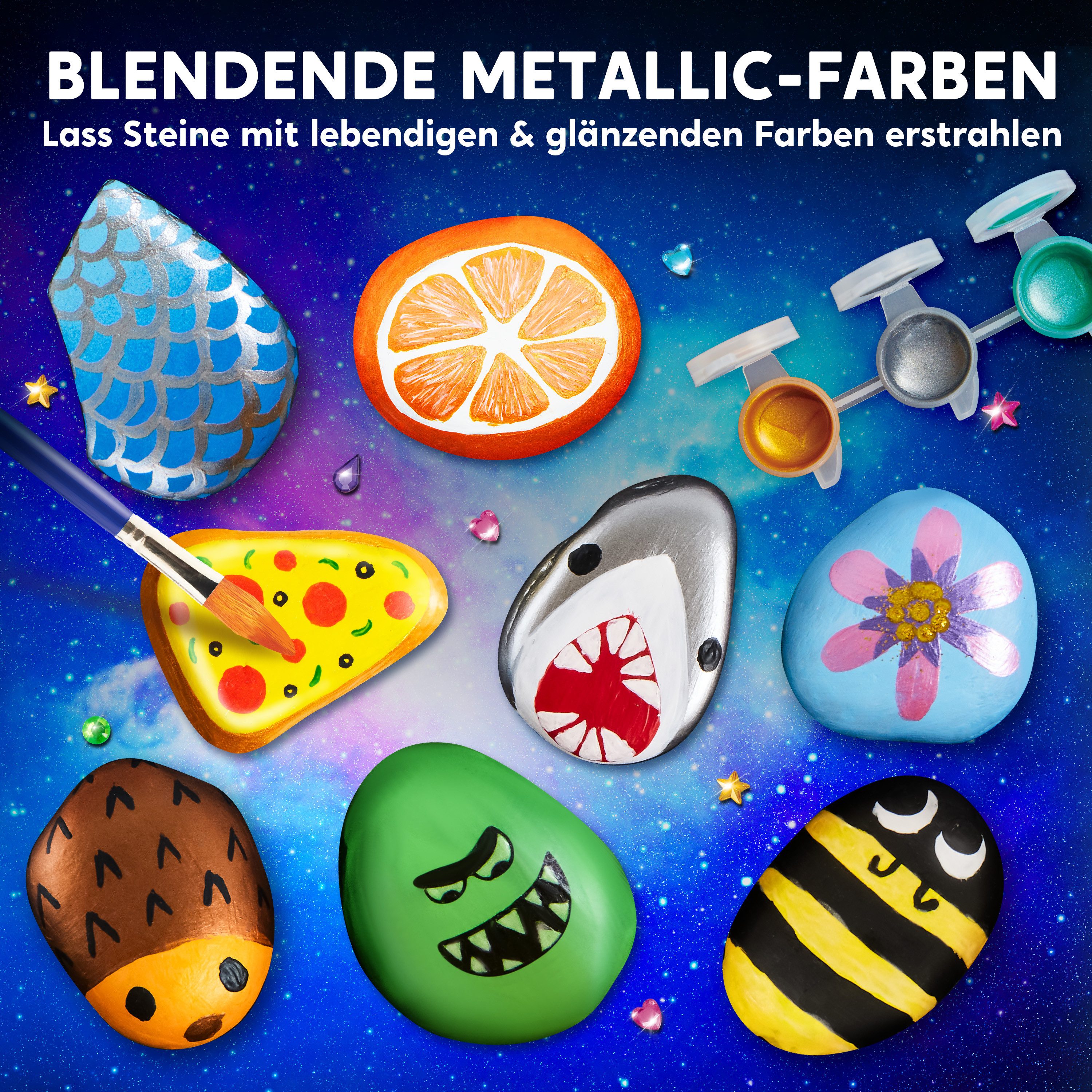 JOYIN Kreativset JOYIN Steine Bemalen Set Bastelset Kinder ab 6-12Jahre