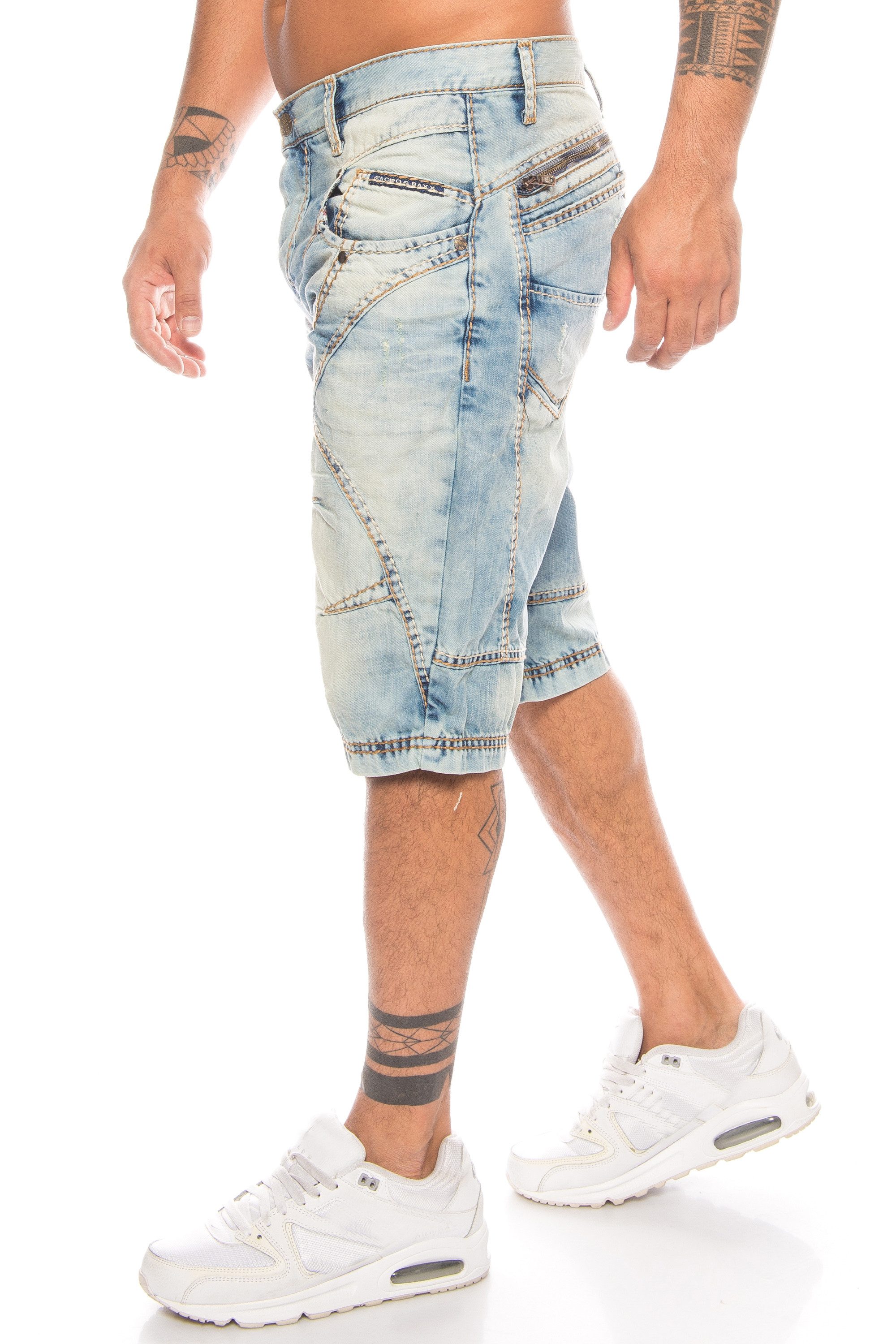 Cipo & Baxx Jeansbermudas Herren Denim Bermuda Capri Jeans mit ausgefallene günstig online kaufen