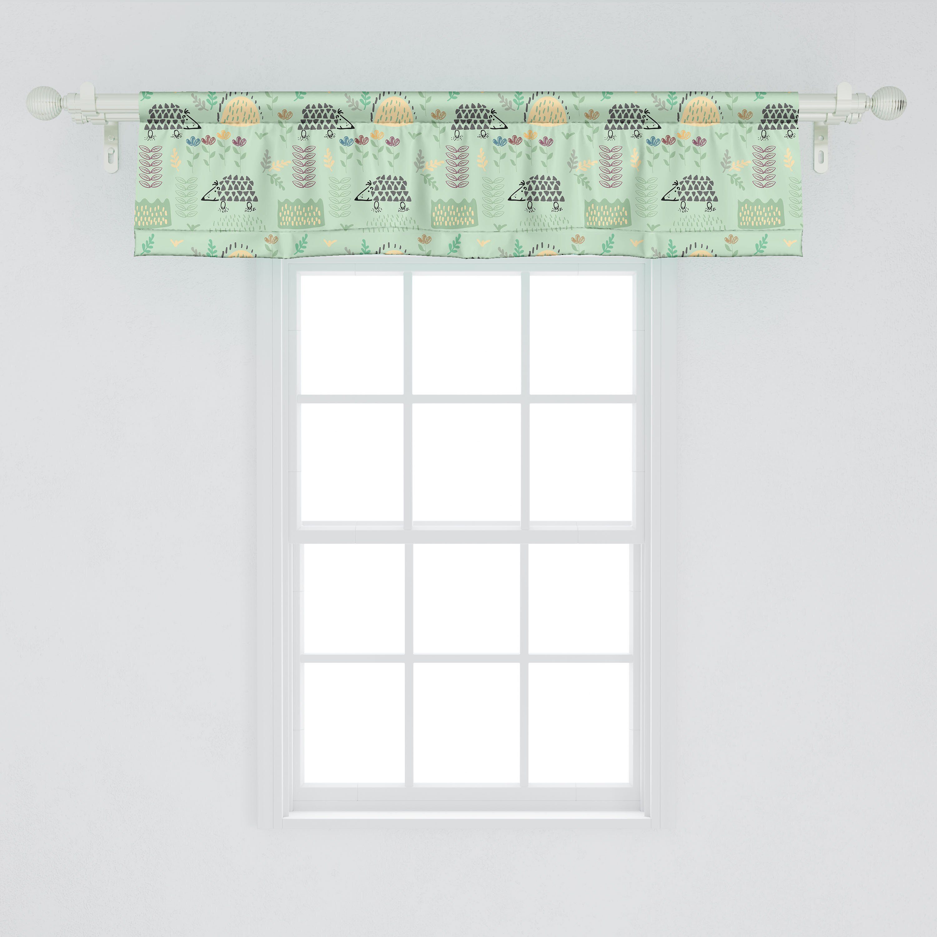 Kindisch Vorhang für Schlafzimmer Abakuhaus, mit Volant Kräuter Wald Microfaser, Dekor Scheibengardine Küche Hedgehog Kunst Stangentasche,