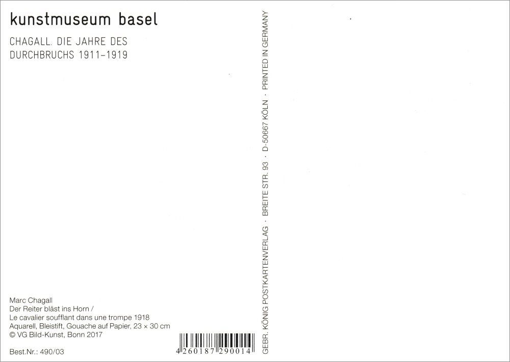 Horn" ins Marc Kunstkarte Reiter Chagall bläst "Der Postkarte