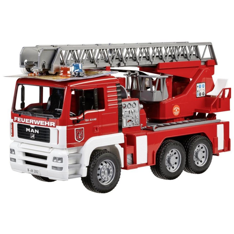 Bruder® Spielzeug-Feuerwehr MAN Feuerwehrauto mit Drehleiter und  Wasserpumpe, mit Licht & Sound, hergestellt aus hochwertigen Kunststoffen  wie z.B. ABS