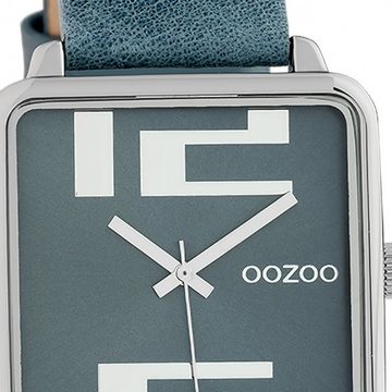 OOZOO Quarzuhr Oozoo Damen Armbanduhr Timepieces Analog, (Analoguhr), Damenuhr rechteckig, extra groß (ca. 35x35mm) Lederarmband, Fashion