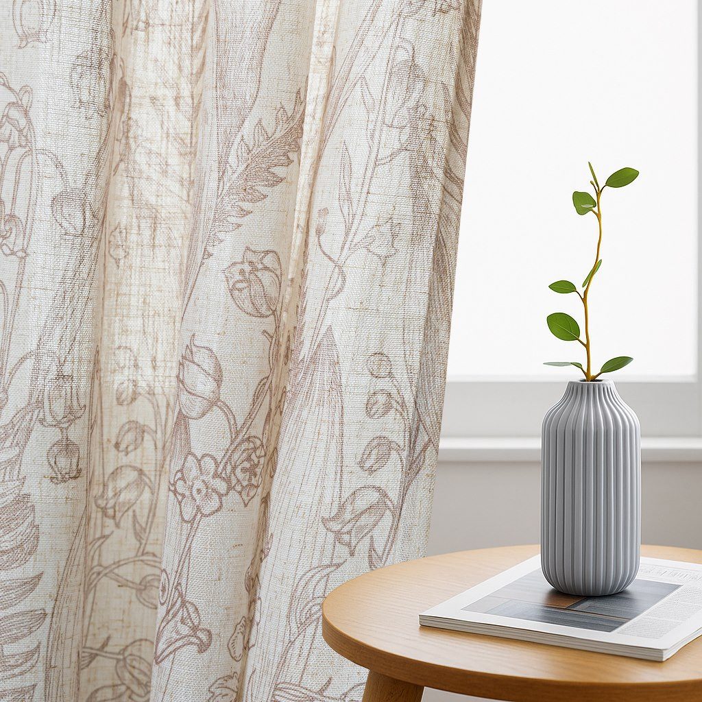 Restilo Gardine Gardine Ösen Vorhang Leinen Microfaser Blumen Muster (1 St) günstig online kaufen