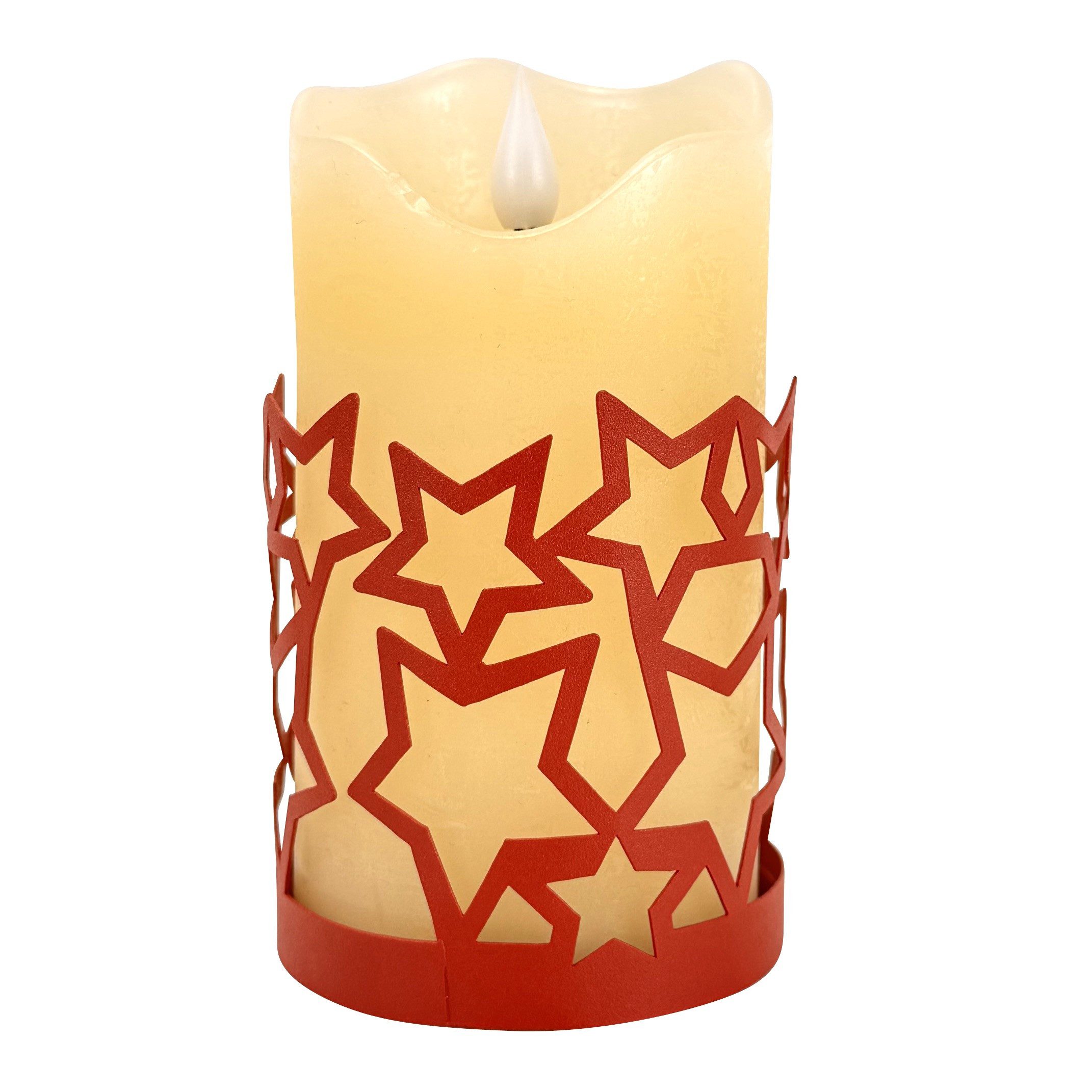Online-Fuchs Kerzenständer - 4 Kerzenhalter Sterne für Stumpenkerzen - Weihnachtsdekoration (Weiß oder Rot, für Kerzen bis 7,5 cm Durchmesser), filigranes Sternendesign für eine stimmungsvolle Beleuchtung
