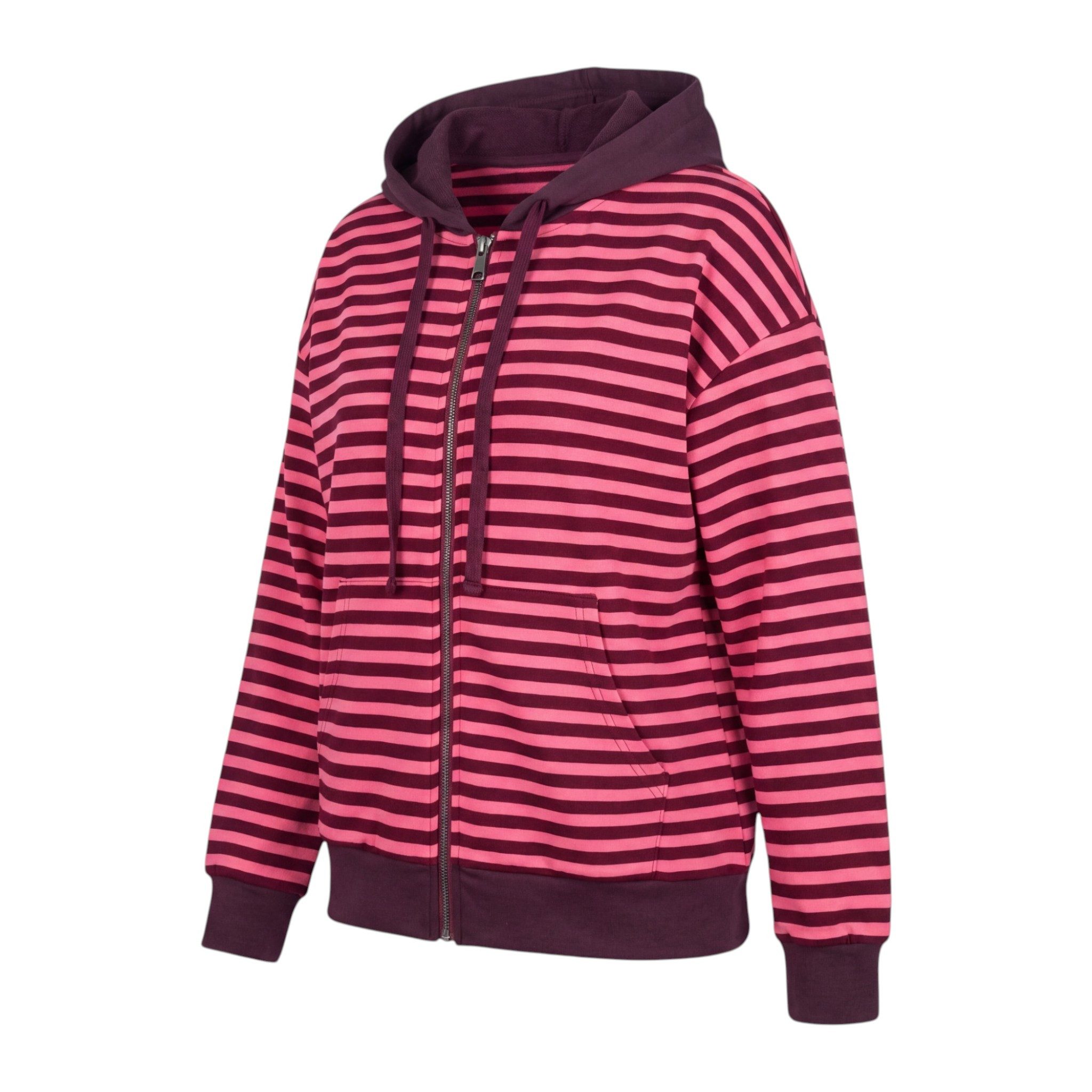 OriginalYou Kapuzensweatjacke Damen Sweatjacke gestreift Freizeitjacke Oversize mit elastischem Bund, leicht und angenehm