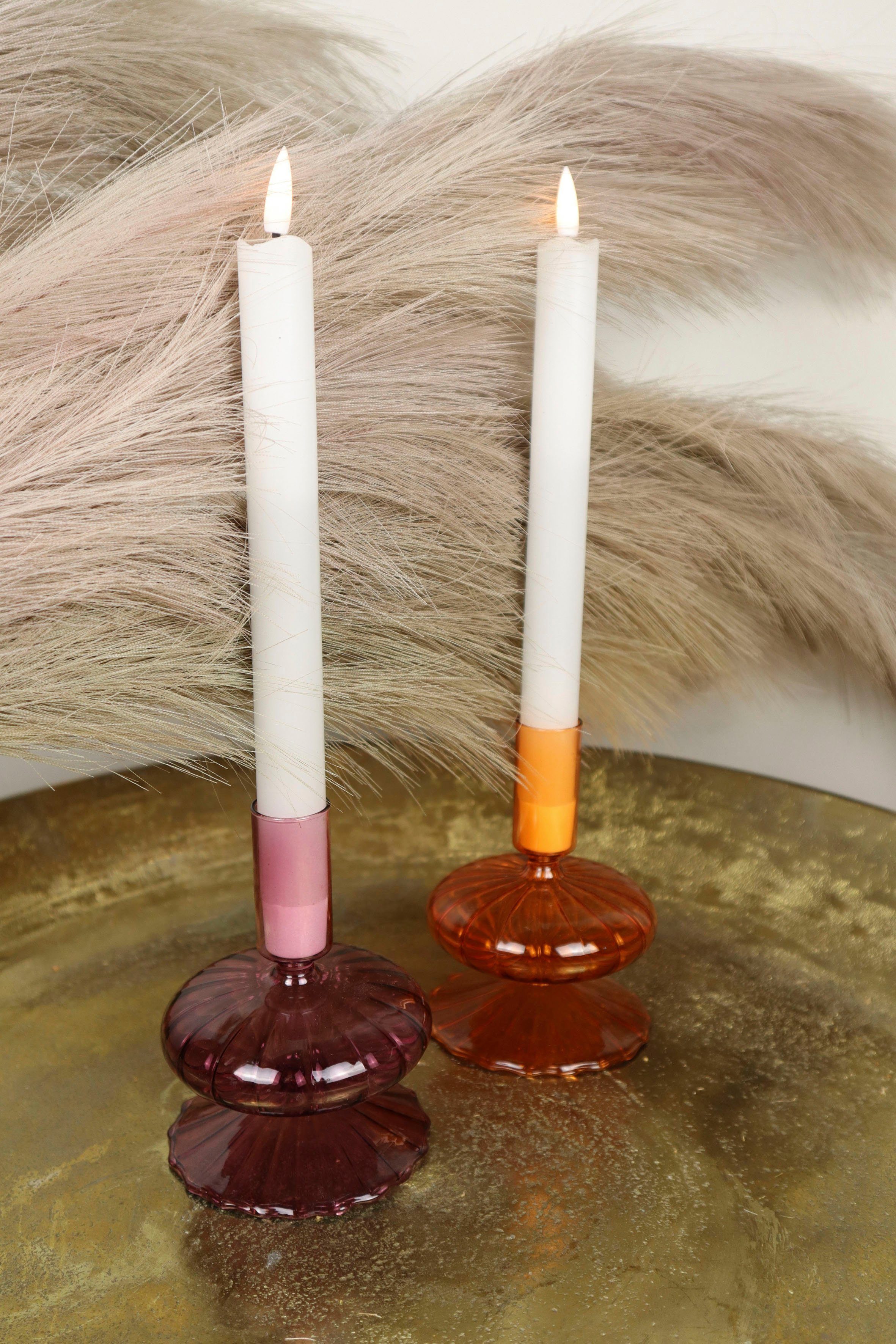 AM Design Kerzenleuchter aus Glas (Set, 2 St), Stabkerzenhalter, Höhe ca. 10 cm