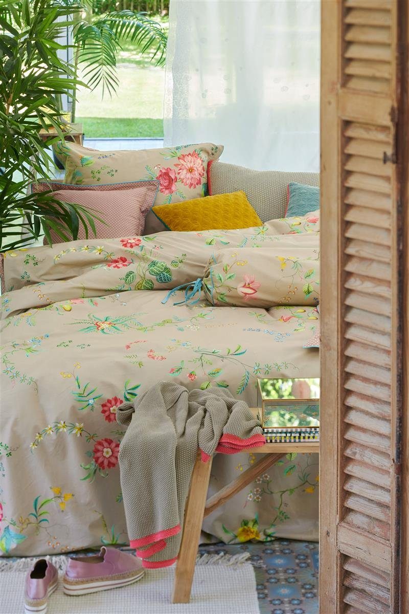 PiP Studio Kissenhülle Fleur Gran Ur Khaki 80X80 Khaki Perkal 80 x 80 cm 1 Kissenbezug, (1 Stück), Kissenbezug für Dekokissen Zierkissen Kissenhülle