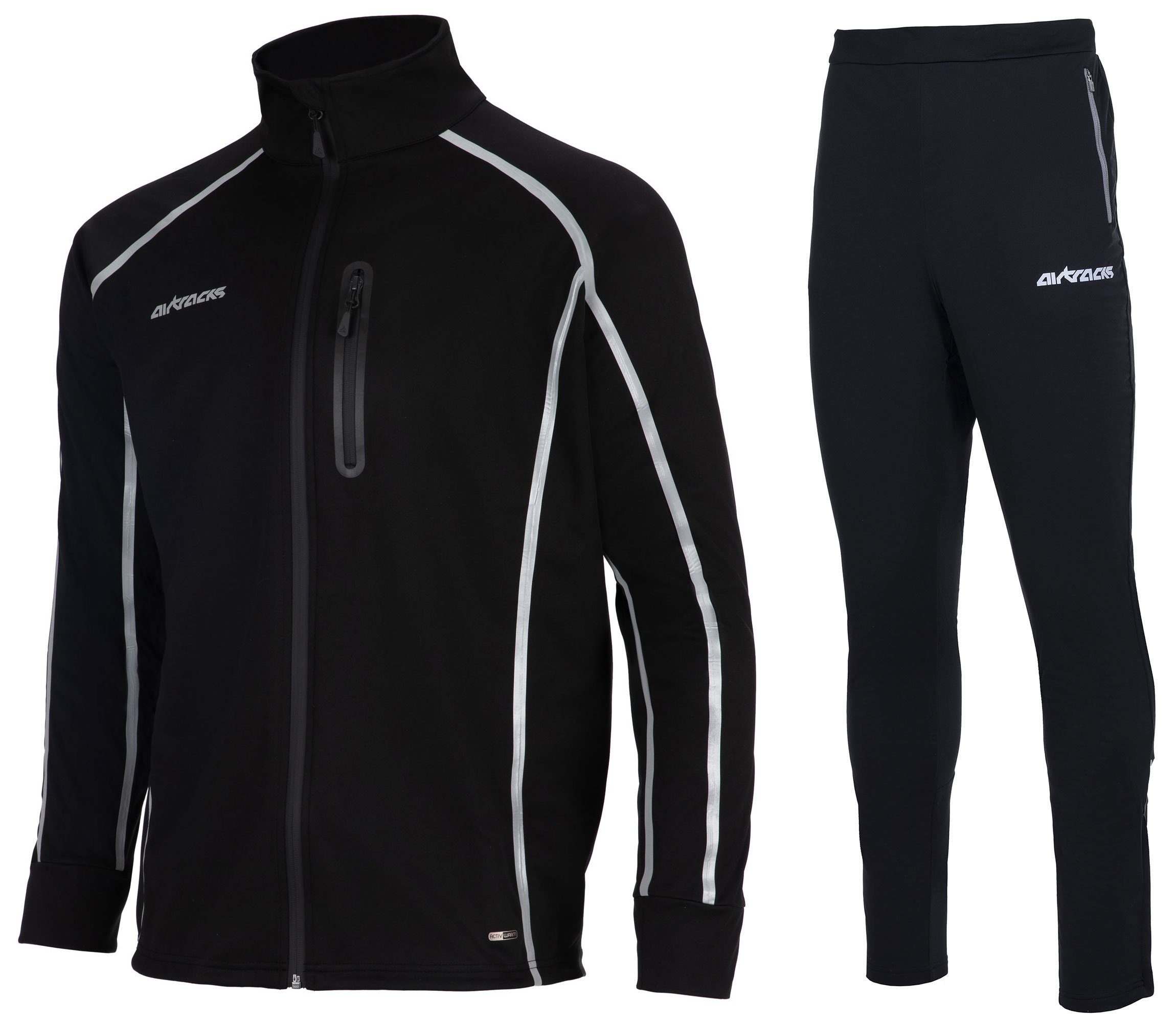 Airtracks Lauftights Winter Herren Laufset Pro Team: Thermo Jacke Air Tech II + Laufhose (Laufbekleidung mit warme Thermoqualität, Laufset 2 -tlg) bei kaltem Wetter Herbst - Winter » S M L Xl XXL XXXL «