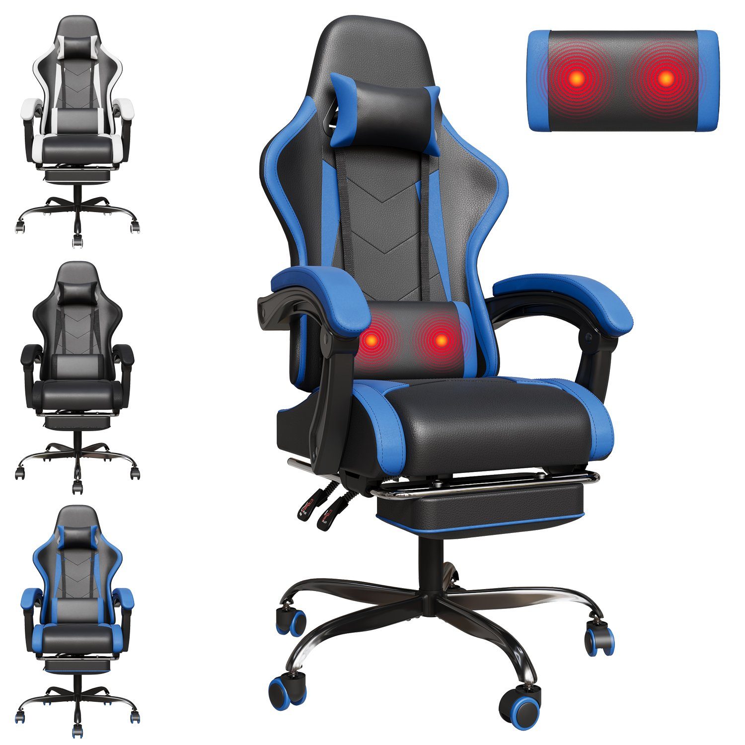 HOMALL Gaming-Stuhl Massagestuhl mit Fußstützen, Rückenlehne günstig online kaufen