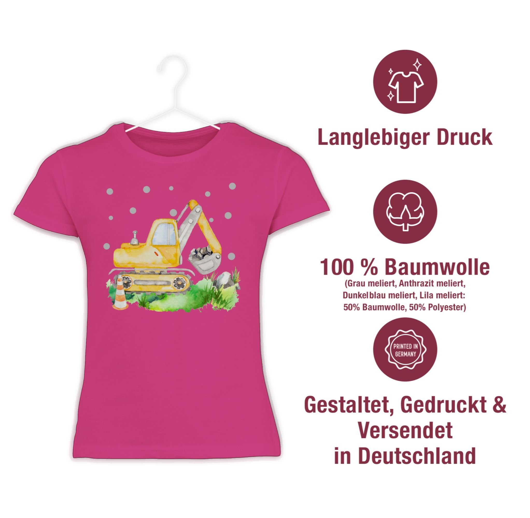 T-Shirt Fuchsia Mädchen - Andere Baumaschine Bagger Geschenk Baustelle Shirtracer Baggerfahrer Fahrzeuge 01