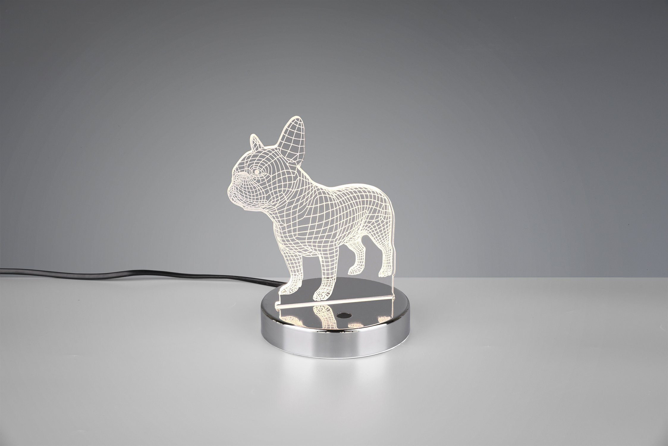 TRIO Leuchten LED Tischleuchte Dog, Farbwechsel, LED fest integriert,  Warmweiß, Tischlampe im Hunde-Design und 3D-Optik, Farbwechsel per  Touchschalter