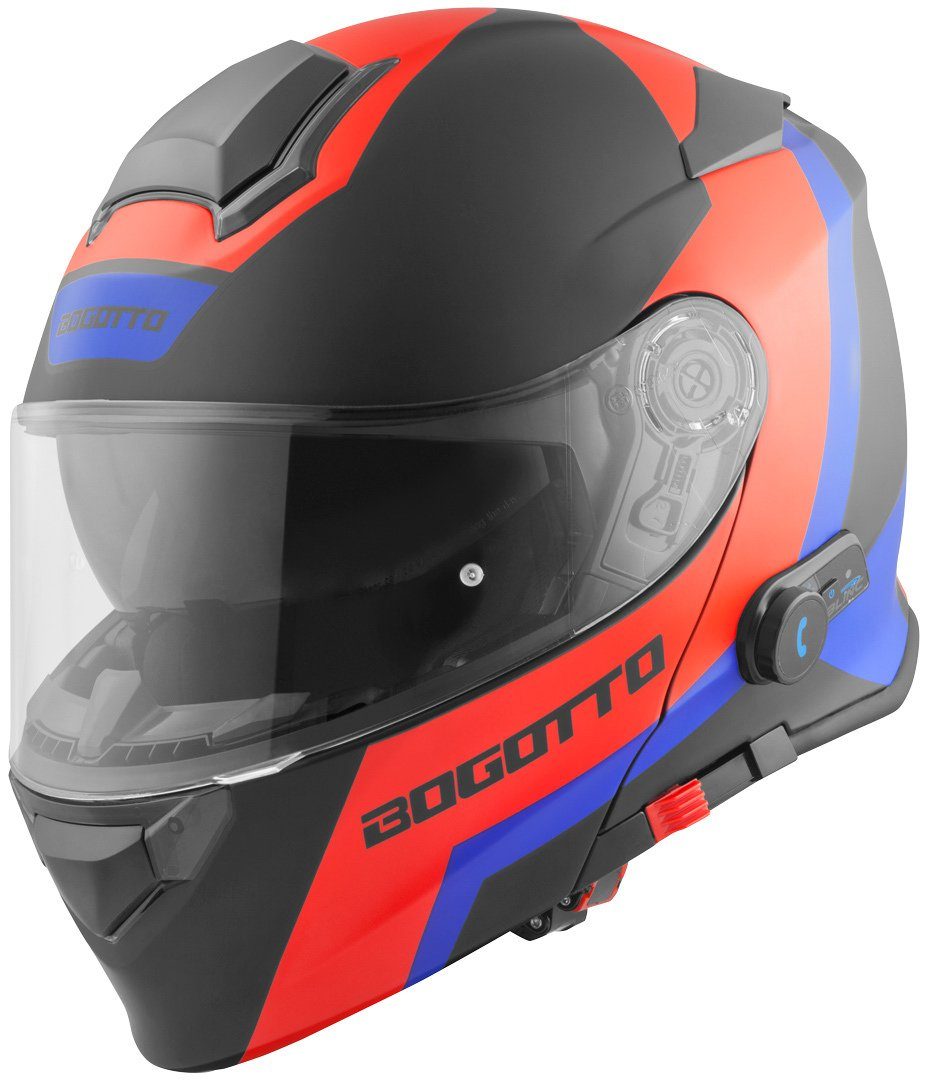 Bogotto Motorradhelm V271 BT Zabu Bluetooth Klapphelm, vorbereitet für Kommunikationssystem,integriertes Kommunikationss