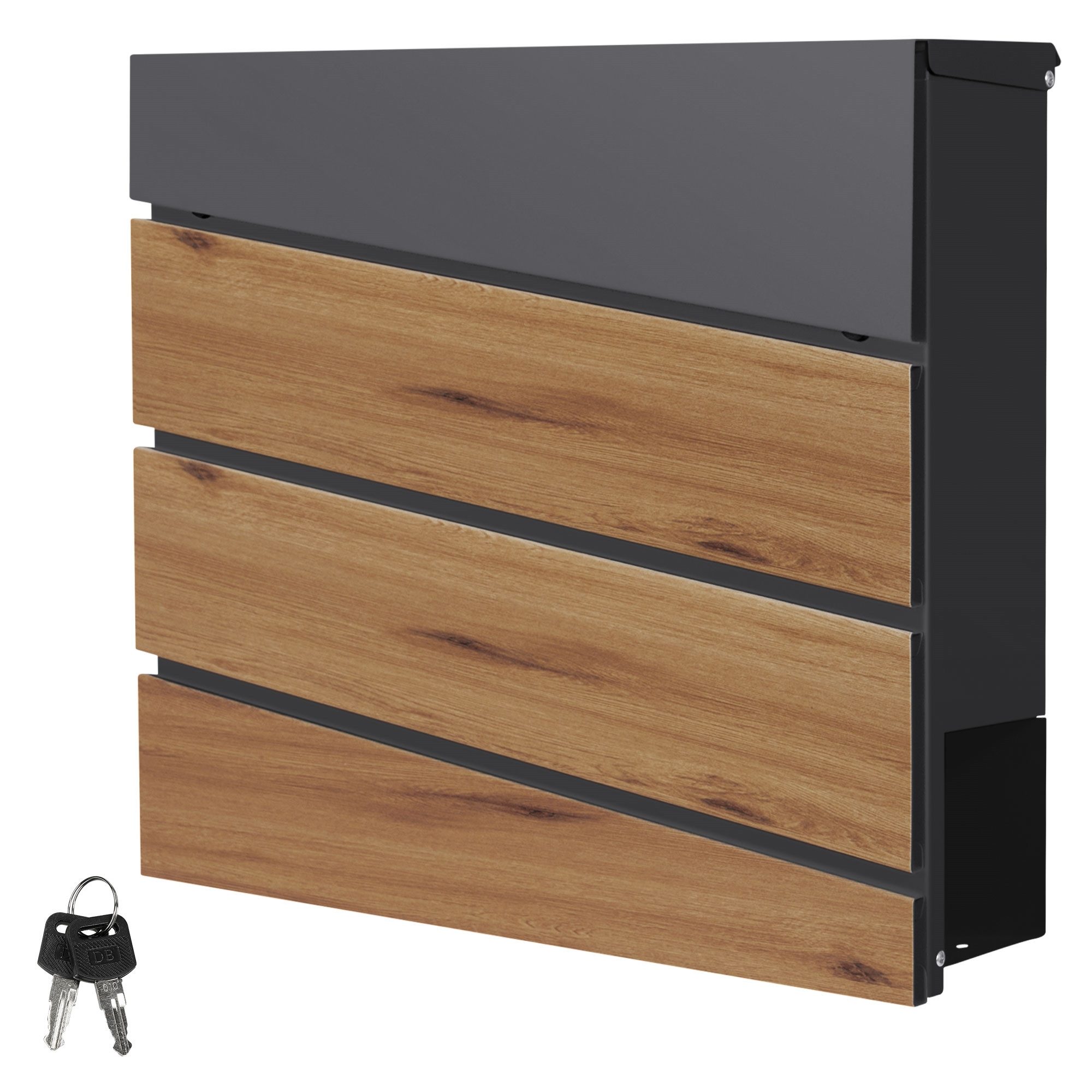 ML-DESIGN Briefkasten Postkasten mit Zeitungsfach, abschließbar 2 Schlüssel, Wandmontage, Mailbox Wandbriefkasten mit Zeitungsrolle für Wandmontage