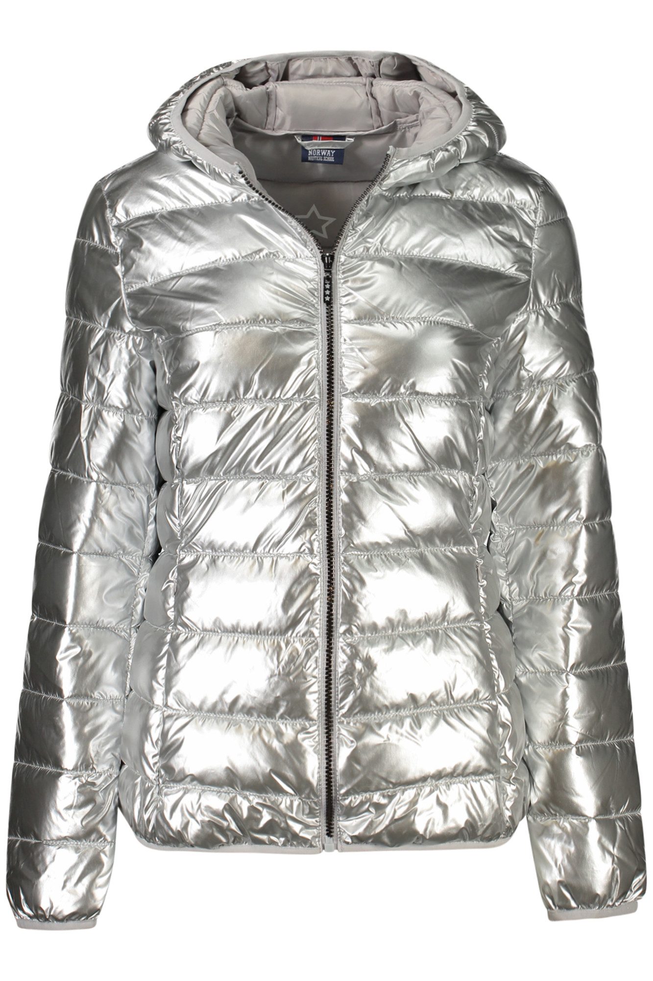 NORWAY 1963 Outdoorjacke Damenjacke Silber mit Kapuze & Reißverschluss - St günstig online kaufen