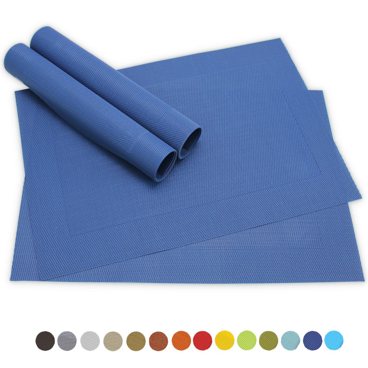 matches21 HOME & HOBBY Platzset Tischsets BORDA 4er Set Blau als Tischuntersetzer, (4-St), Abwaschbare Platzsets als Tischunterlagen für Ess-Tisch Tisch-Deko