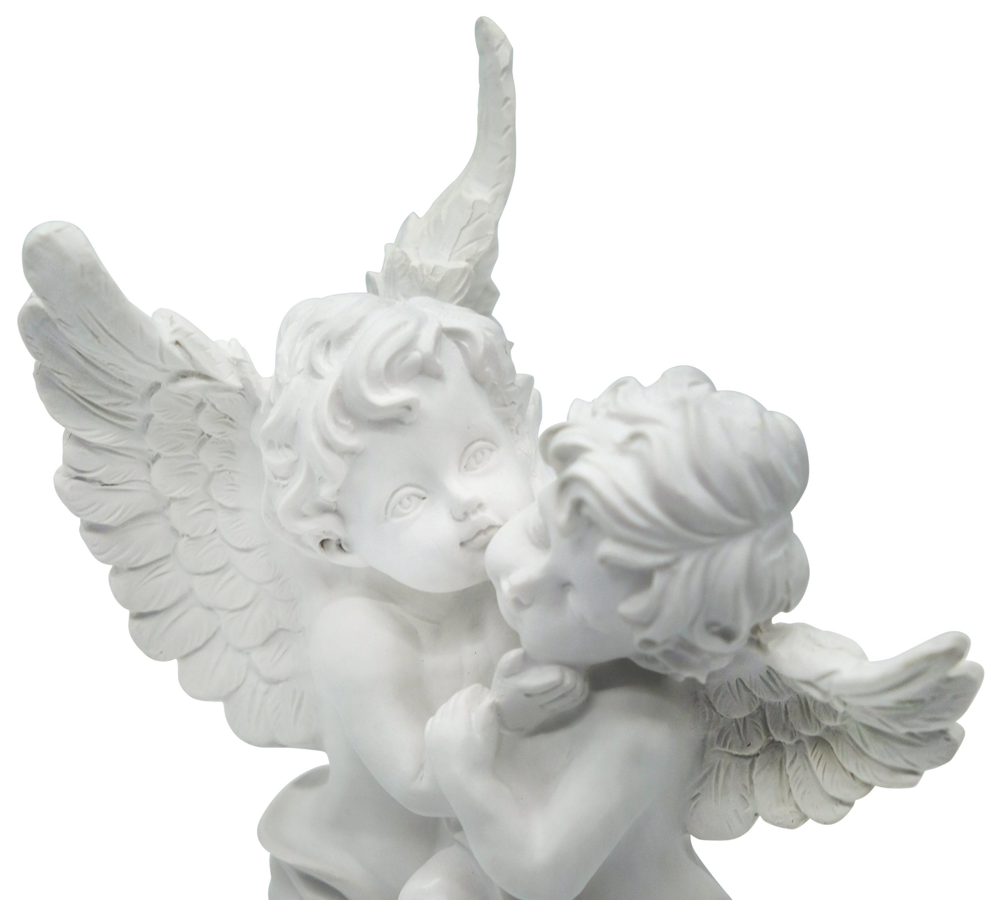 großes weiß Engelfigur Engelpaar 25 Feinknick in Herz, Marmorit hochwertigem cm Mit aus