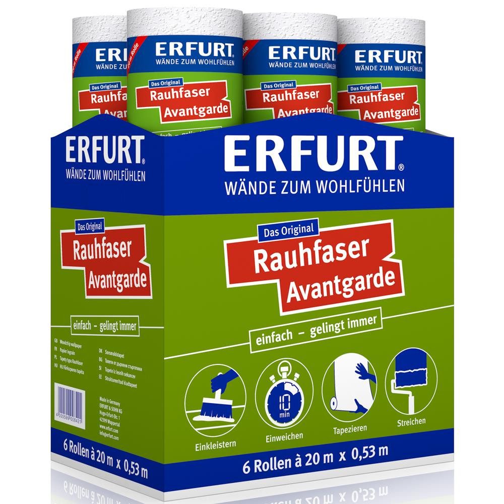 ERFURT Papiertapete Rauhfaser AVANTGARDE, 20 m x 0,53 m - 6 Rollen