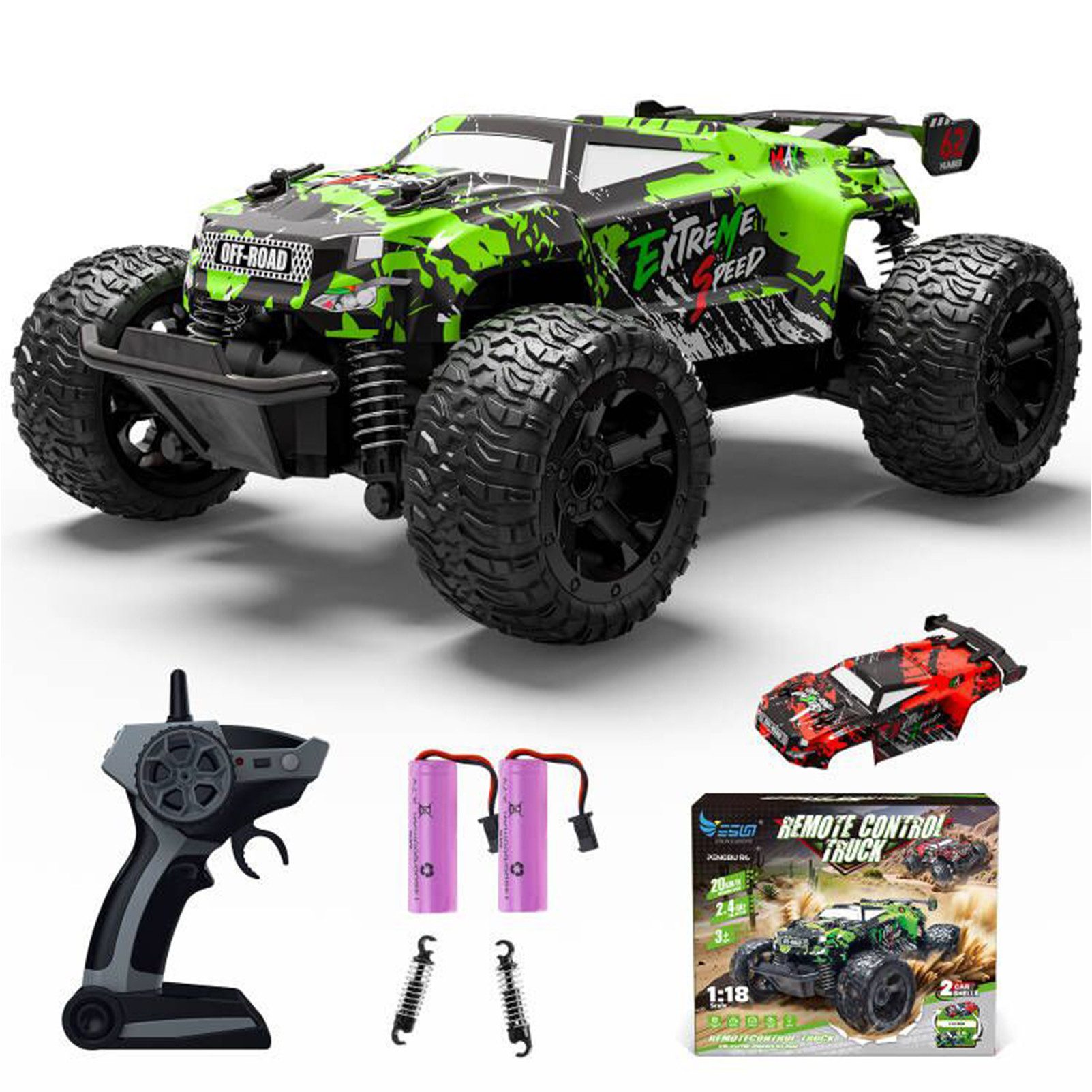 RC-Auto Ferngesteuertes Auto Kinder ab 4 5 6 Jahre,1:18 RC Auto Doppelschale
