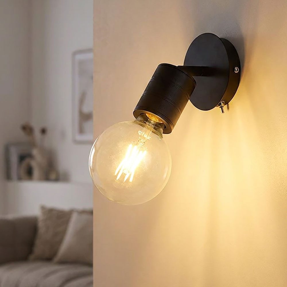 GLOBO LIGHTING Wandleuchte, Leuchtmittel nicht inklusive, Wandleuchte Leseleuchte Aluminium schwarz Spot beweglich Kippschalter