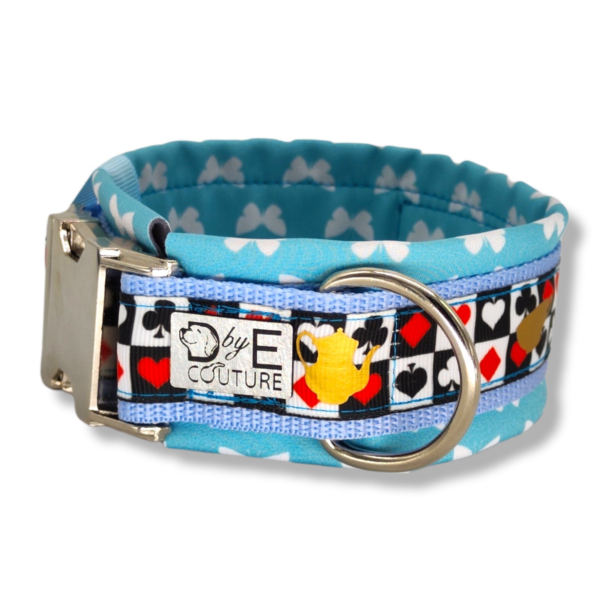 D by E Couture Hunde-Halsband "Wonderland I", gepolstert, verstellbar, 50mm breit, Handmade