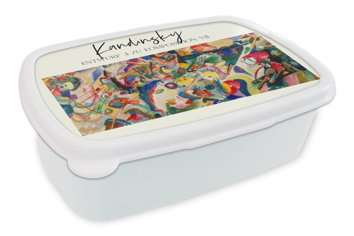 MuchoWow Lunchbox Malerei - Wassily Kandinsky - Abstrakt, Kunststoff, (2-tlg), Brotbox für Kinder und Erwachsene, Brotdose, für Jungs und Mädchen weiß