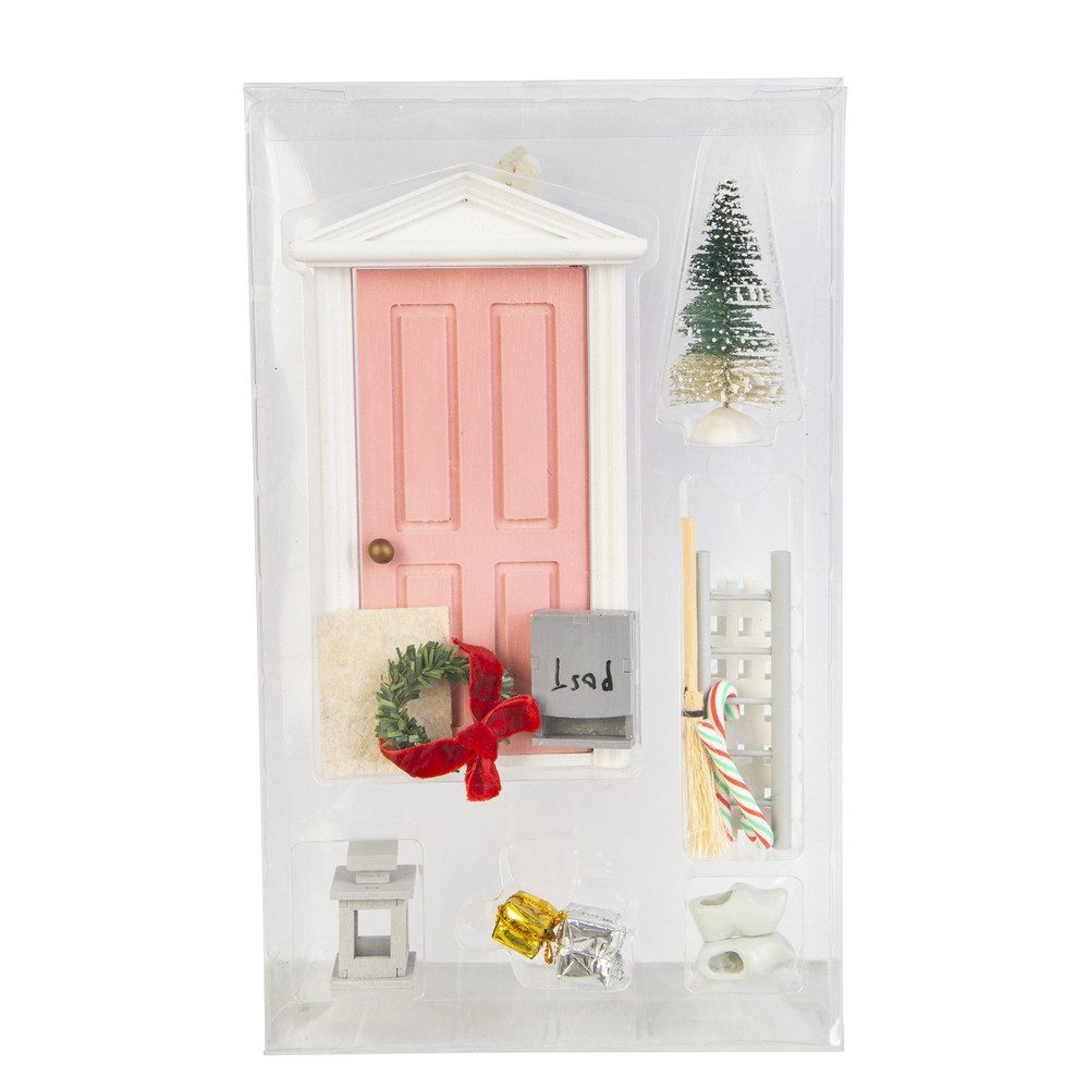 MICA Weihnachtsfigur Dekoset Wichteltür - 16-teilig - rosa/weiß - ca. 10,2 günstig online kaufen