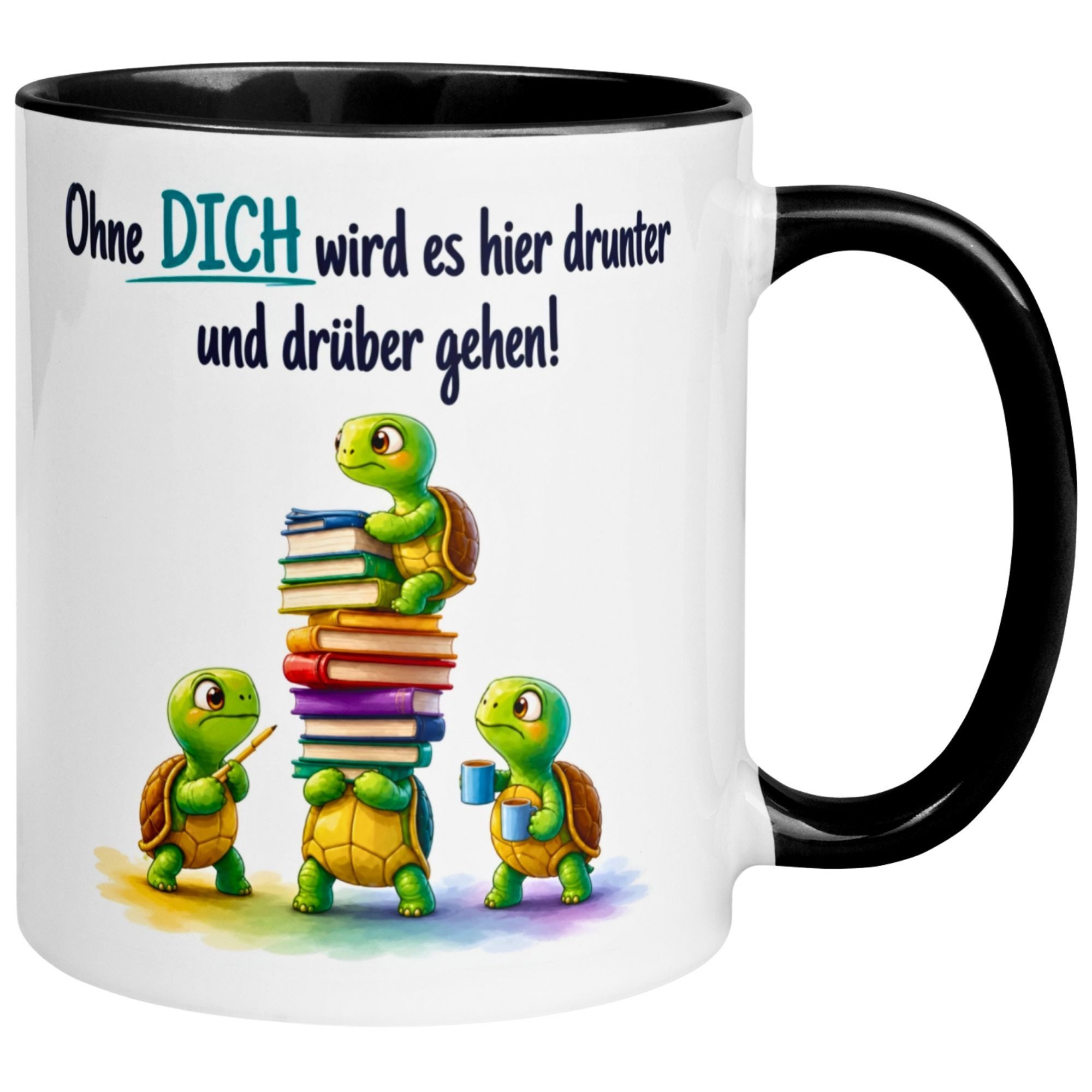 Momentals Tasse Abschiedsgeschenk Kollegen – Ohne DICH wird's drunter und drüber gehen, Gratis Versand · Links-&Rechtshänder · Spülmaschinenfest