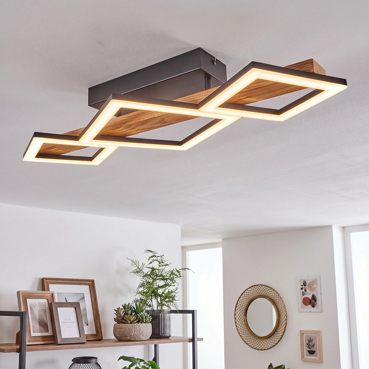 hofstein Deckenleuchte »Stoccareddo« moderne Deckenlampe aus Metall/Holz, 3000 Kelvin